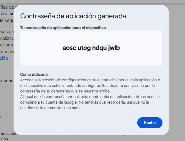 Contraseña generada