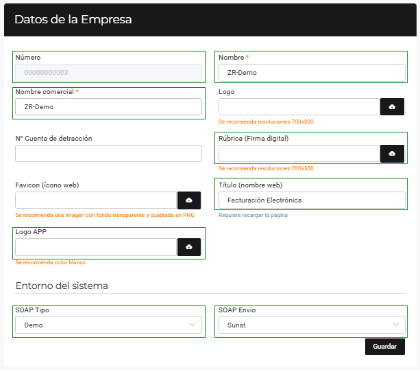 Datos de la Empresa