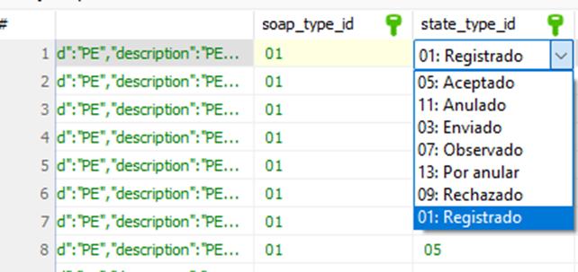 Estados de comprobantes