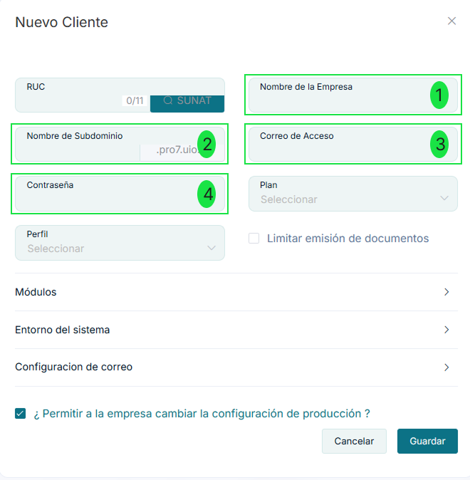 Formulario de Creación