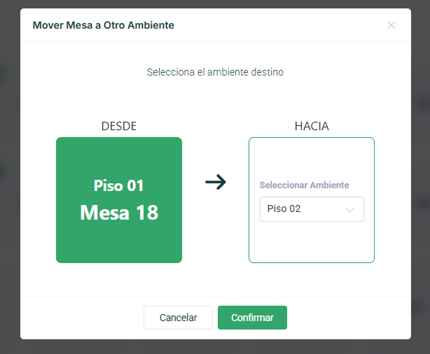 Modal de confirmación de traslado