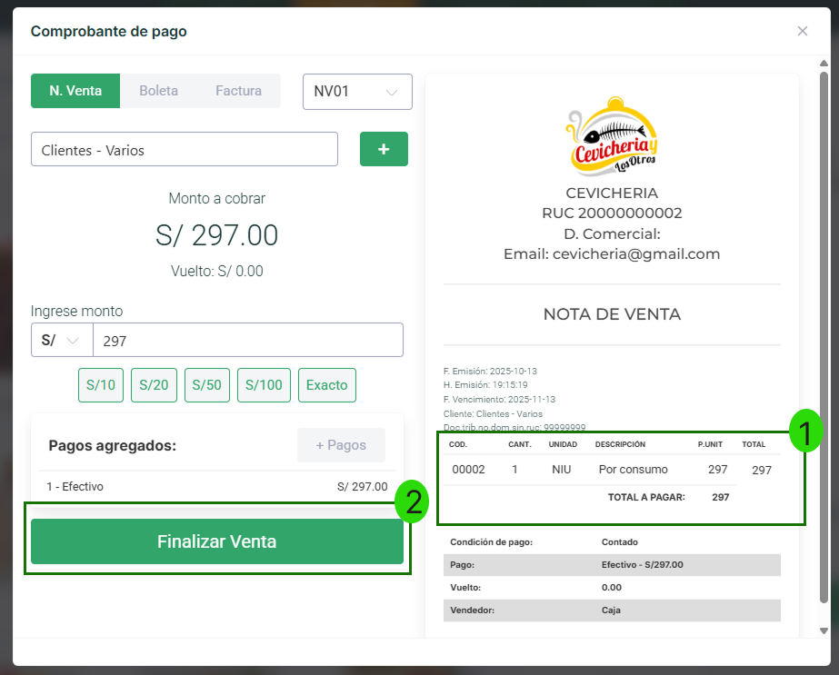 Comprobante por consumo